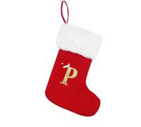 Personalized Christmas Letters Stockings - Initial Monogram Embroidered Stocking with White Soft Plush Cuff Classic Stocking Tree Decorations for Christmas Holiday Xmas Gift