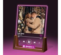 Personalized Christmas Music Plaque, Custom Exclusive Musical Memory for Couples, for Spotify Music Picture Frame with U-Shaped Base RGB Light, Custom Lover Photo Decor for Spotify Plaque Gift