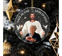 Personalized Christmas Ornament with Photo, Custom Memory Picture Ornaments, Safe In The Arms Of Jesus, Sympathy Keepsake Gift for Loss of Loved One