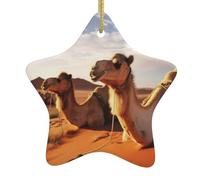 Personalized Christmas Ornaments 2024 Ceramic Ornaments Camels Rest Desert Printed Star Shape Office Christmas Decorations for Tree