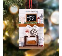 Personalized Christmas Ornaments 2024 Fireplace Mantle Family of 2/3/4/5 Christmas Ornament Custom Name Text Polyresin Stockings Keepsake for Xmas Tree Ornament Customized Joy New Year Decoration