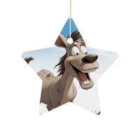 Personalized Christmas Ornaments 2025 2.7 Inch Ceramic Ornament with Gold Hanging String Double-Sided Cartoon Donkey Xmas Tree Decoration & Keepsake Gift for Party Holiday Present Exchange-Star