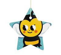 Personalized Christmas Ornaments 2025 2.7 Inch Ceramic Ornament with Gold Hanging String Double-Sided Cute Cartoon Bee Xmas Tree Decoration & Keepsake Gift for Party Holiday Present Exchange-Star