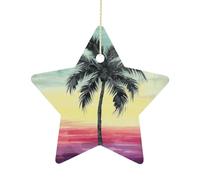 Personalized Christmas Ornaments 2025 2.7 Inch Ceramic Ornament with Gold Hanging String Double-Sided Tropical Palm Tree Xmas Tree Decoration & Keepsake Gift for Party Holiday Present Exchange-Star