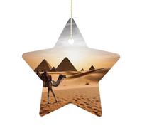 Personalized Christmas Ornaments 2025 2.7 Inch Ceramic Ornament with Gold Hanging String Double-Sided Camel Desert Xmas Tree Decoration & Keepsake Gift for Party Holiday Present Exchange-Star