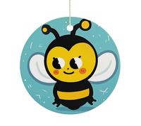 Personalized Christmas Ornaments 2025 3 Inch Ceramic Ornament with Gold Hanging String Double-Sided Cute Cartoon Bee Xmas Tree Decoration & Keepsake Gift for Party Holiday Present Exchange