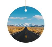 Personalized Christmas Ornaments 2025 Ceramic Hanging Highway in The Desert Ornaments with Gold String Double-Sided Vintage Holiday Decorations for Tree Mantel Tabletop Xmas Party Favors
