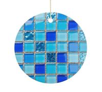 Personalized Christmas Ornaments 2025 Ceramic Hanging Square Bright Glass Mosaic Ornaments with Gold String Double-Sided Vintage Holiday Decorations for Tree Mantel Tabletop Xmas Party Favors
