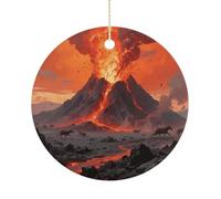 Personalized Christmas Ornaments 2025 Ceramic Hanging Volcano Wonder Ornaments with Gold String Double-Sided Vintage Holiday Decorations for Tree Mantel Tabletop Xmas Party Favors