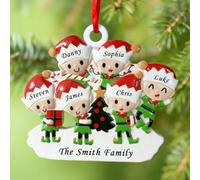 Personalized Christmas Ornaments 2025, Custom 3D Elf Family of 6 for Xmas Trees with Custom Names Resin DIY Hanging Decorations Customized Keepsakes Gifts for Grandchildren Best Friends Grandkids