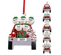 Personalized Christmas Ornaments 2025 Custom Names & Year Red Car Xmas Ornament Tree Decor Family of 2 3 4 5 6 7, Grandkid with Hat for Holiday Road Trip,Keepsake Gift Christma Lover,Stocking Stuffer
