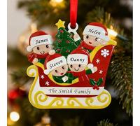 Personalized Christmas Ornaments 2025 Family of 4 Custom Name Sleigh Ride Christmas Tree Decoration Customized Xmas Holiday Keepsake Gift Decor for Loved Home Decor Hanging Pendant