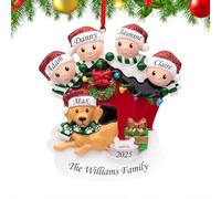 Personalized Christmas Ornaments 2025 Family of 4 with Dog Custom Name & Year Customized 3D Decoration for Xmas Tree for 4 Family Members Handcrafted Meaningful Keepsake Gift for Loved Friends