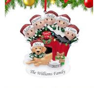 Personalized Christmas Ornaments 2025 Family of 5 with Dog Custom Name & Year Customized 3D Decoration for Xmas Tree for 5 Family Members Handcrafted Meaningful Keepsake Gift for Loved Friends