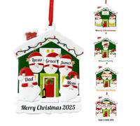 Personalized Christmas Ornaments 2025 Family of 6 5 4 3 2 Santa Claus House Custom Xmas Tree Ornament with Name Text, Unique Gift for Our New Home, Housewarming Keepsake