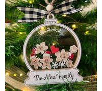 Personalized Christmas Ornaments 2025 - Snow Globe Personalized Ornaments for Family of 2,3,4,5,6,7,8,9,10 Members, Ginger Breads Custom Ornament Xmas Gift Idea