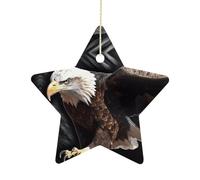 Personalized Christmas Ornaments an Eagle Star Hanging Ornament with Gold String Sublimation Ceramic Ornaments for Christmas Tree Winter Holiday Xmas Gift