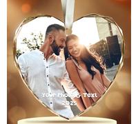 Personalized Christmas Ornaments, Custom Crystal Photo Ornaments for Christmas Tree, Wedding Engagement Gifts for Couples, Bridal Shower Gifts for Bride
