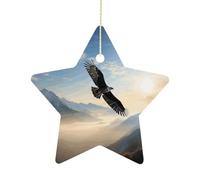 Personalized Christmas Ornaments Eagle Mountains Star Hanging Ornament with Gold String Sublimation Ceramic Ornaments for Christmas Tree Winter Holiday Xmas Gift