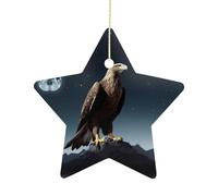 Personalized Christmas Ornaments Eagle Under The Stars Star Hanging Ornament with Gold String Sublimation Ceramic Ornaments for Christmas Tree Winter Holiday Xmas Gift