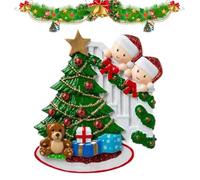 Personalized Christmas Ornaments Family Christmas Decorations Personalized Santa's Ornaments Opening Present Ornaments Family Around the Tree Holiday Family Ornaments Custom Family Festive Tree