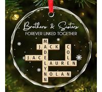 Personalized Christmas Ornaments with Scrabble Tile Letter,Brothers & Sisters Forever Link Together,Custom Family Names Crossword Ornament 2025,Gifts for Birthday,Christmas,Family,Siblings