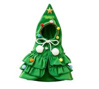 Personalized Christmas Pet Cape Embroidered Name,Pet Dog Christmas Costume Puppy Xmas Cloak with Star and Pompoms Cat Santa Cape with Santa Hat Red Doggy Outfit Winter Cat Clothes (Green,Small)