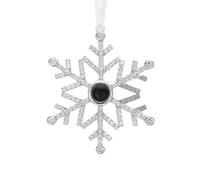 Personalized Christmas Photo Ornament - Custom Snowflake Hanging Decoration with Picture Projection for Xmas Tree, Unique Holiday Home Decor and Memorial Keepsake Gifts (White)