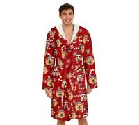 Personalized Christmas Sleep Robe with Custom Face Photo for Couples, Long Sleeve Belted Bathrobe, Funny Kimono Robe Gift for Women and Men Home Apparel
