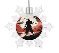 Personalized Christmas Snowflake Decor Cute Sparkle Samurai Printed Hanging Charms for Home & Party Holiday