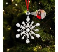 Personalized Christmas Snowflake Projection Ornaments for Christmas Tree, Custom Drop Pendant Decoration with Picture Inside, Hanging Home Xmas Memorial Decoration (E-Snowflake)