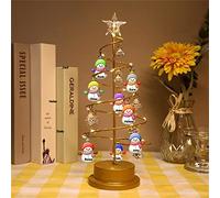 Personalized Christmas Snowman Crystal Tree Lights Custom Family Name Tabletop Metal Christmastree Lamp Decoration Gifts for Women Wife Boyfriend Girlfriend Christmas (Snowman)