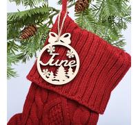 Personalized Christmas Stocking Name Tags,Custom Christmas Dog Ornament,Wooden Ornament Ball with Name (XF31)