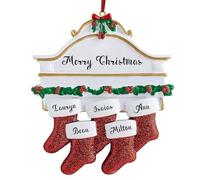 Personalized Christmas Stocking Pendants, Family 2-8, Tree Decoration Gifts with Name and Blessings, Resin Hanging Ornaments