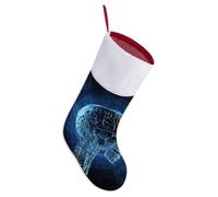 Personalized Christmas Stockings 16.5 Inch - Artificial Intelligence Brain Large Plush Xmas Stockings, Rustic Cozy Hanging Xmas Stocking Decorations for Family Holiday Christmas Party Decorations