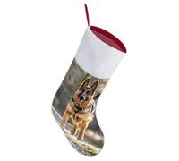 Personalized Christmas Stockings 16.5 Inch - Running German Shepherd Dog Large Plush Xmas Stockings, Rustic Cozy Hanging Xmas Stocking Decorations for Family Holiday Christmas Party Decorations