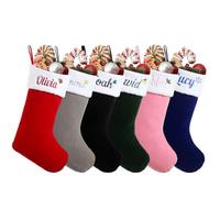 Personalized Christmas Stockings, 18” Large Custom Christmas Stockings with Embroidered Name, 4 Pack Plush Family Xmas Stocking for Kids, Christmas Decoration for Fireplace Holiday Party Gift