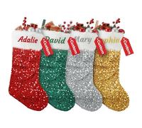 Personalized Christmas Stockings - Custom Name Family Christmas Stocking, 20” Large Sequin Xmas Stocking for Kids, Holiday and Family Stocking for Fireplace Christmas Holiday Party Decoration-1-5 pack