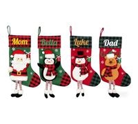 Personalized Christmas Stockings - Custom Name Large Christmas Stockings for Family - Festive Xmas Stockings with Monogram, 18” Snowman, Penguin, Reindeer, and Santa Claus for Fireplace Decoration