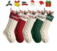 Personalized Christmas Stockings with ICON Custom Name Family Christmas Stockings 18" Large Knitted Xmas Fireplace Hanging Stocking, Stocking for Holiday Family Party Decoration,5pc
