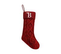 Personalized Christmas Stockings with Initials,18 Inch Large Knitted Stockings with A-Z Initials for Family, Festive Fireplace Decorations Exchange (Red, Letter: B)