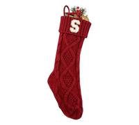 Personalized Christmas Stockings with Initials, Large Xmas Stockings Plush Faux Xmas Stocking With Golden Snowflake For Family Holiday Xmas Personalized Decorations (S)