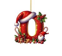 Personalized Christmas Tree Baubles Set - 26 Red A to Z Letter Ornaments with Santa Hats for DIY Xmas Tree Decorations (O,One Size)