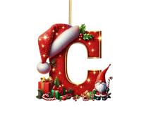 Personalized Christmas Tree Baubles Set - 26 Red A to Z Letter Ornaments with Santa Hats for DIY Xmas Tree Decorations (C,One Size)