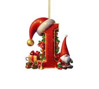 Personalized Christmas Tree Baubles Set - 26 Red A to Z Letter Ornaments with Santa Hats for DIY Xmas Tree Decorations (I,One Size)