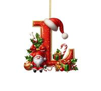 Personalized Christmas Tree Baubles Set - 26 Red A to Z Letter Ornaments with Santa Hats for DIY Xmas Tree Decorations (L,One Size)