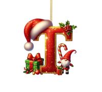 Personalized Christmas Tree Baubles Set - 26 Red A to Z Letter Ornaments with Santa Hats for DIY Xmas Tree Decorations (T,One Size)