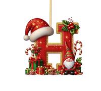 Personalized Christmas Tree Baubles Set - 26 Red A to Z Letter Ornaments with Santa Hats for DIY Xmas Tree Decorations (H,One Size)