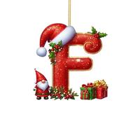 Personalized Christmas Tree Baubles Set - 26 Red A to Z Letter Ornaments with Santa Hats for DIY Xmas Tree Decorations (F,One Size)