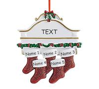 Personalized Christmas Tree Decoration Name/Text Ornament, Personalized Family Christmas Ornaments 2025, Customized Christmas Socks Pendant with Names, Customized Xmas Gifts for Family Friends(5)